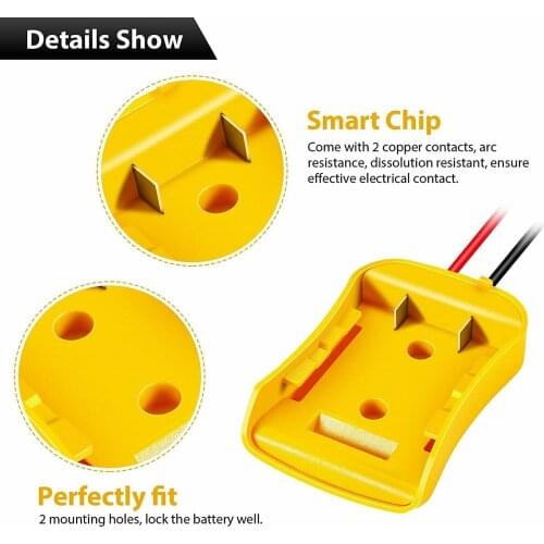 1pc For Dewalt 18V/20V Max Battery Adapter To Dock Power Connector 12AWG Robotics Power Tool Accessories