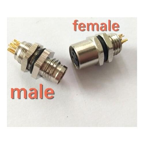 1pcs/lot M8 flange socket 3 /4 /5 /6 /8core pin hole type perforated panel connector sensor small base