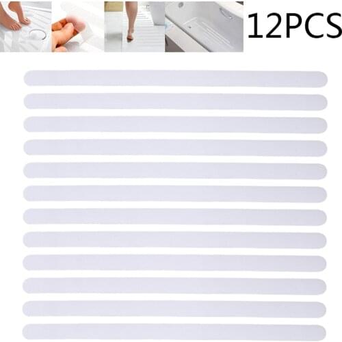 12Pcs Anti-Slip Strips Transparent Shower Stickers Bath Safety Strips Self-Adhesive Stickers For Bathtub Showers Stairs Floors