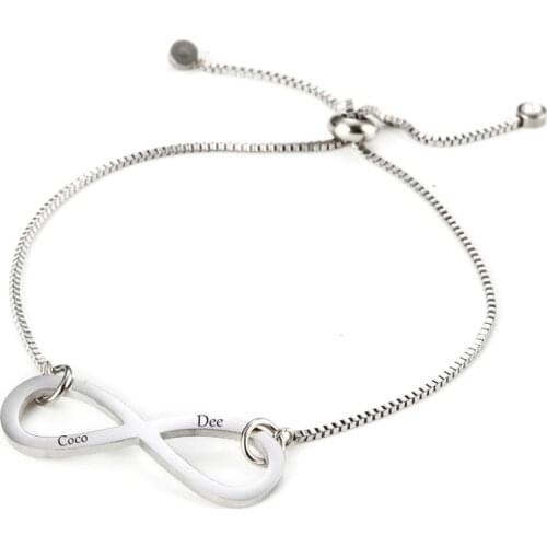 Customized Infinity Bracelet For Women Engraved Lover Names Bracelet Infinity Number 8 Chain Bracelets bileklik