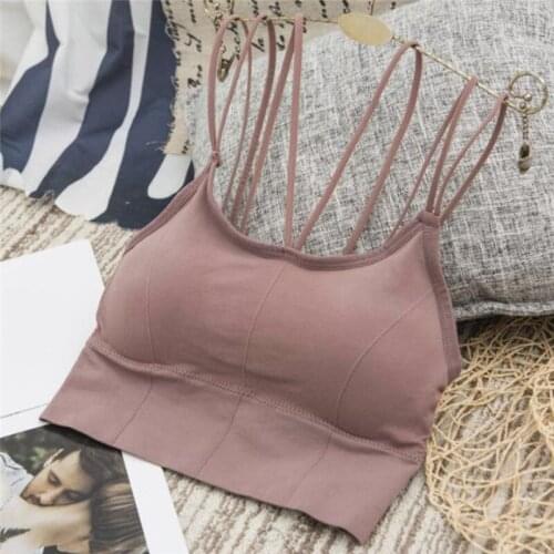 Wire Free Women Bra Cross Strap Sleeveless Crop Casual Tank Top Solid Backless Comfortable Fashion Lingerie Underwear