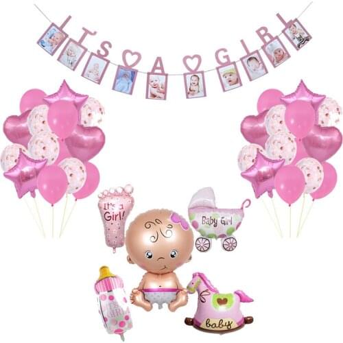 Gender Reveal Its A Boy Or Girl Baby Shower Boy Birthday Party Decorations Kids Girl Oh Baby Blue Pink Foil Balloons Package