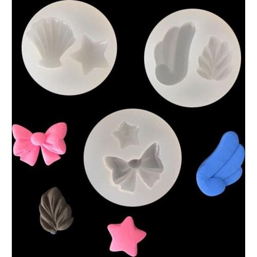 Double One 3pcs/set Wings Bows Shell Shape Mini Resin Silicone Pendant Jewelry Making Mould