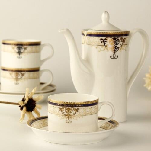 European Wedding Tea Set 15 pieces coffee set English afternoon tea set bone ceramic black tea cup