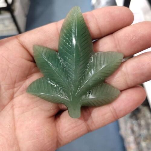Natural Green Aventurine Leaf Figurine for Garden Stone Decoration
