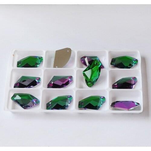 Crystal Glass Emerald Color Garment Rhinestones Flatback 2 Holes Glass Sew On Stones Crystal Strass For Clothes Apparel Crafts