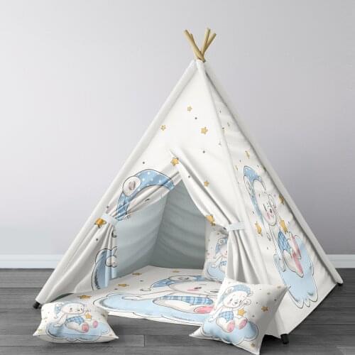 Play Tent for Kids Wigwam Portable Indoor Playground Tents Children Bedrooms White Baby Bear Model 164
