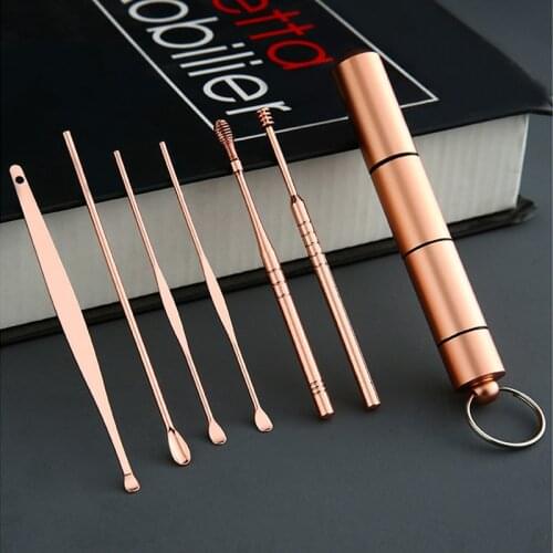 6Pcs Ear Wax Removal Tool Stainless Steel Earpick Ear Cleaner Spoon Ear Care Cleaning Tool Ear Wax Removal Kit Ear Wax Remover