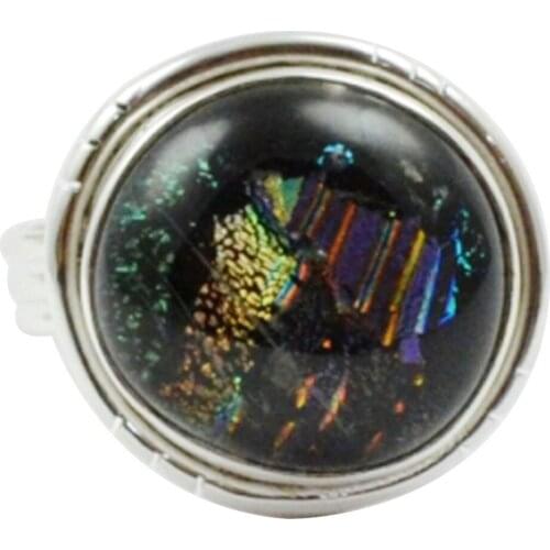 Lovegem Genuine Dichroic Glass Ring 925 Sterling Silver, Size : 8.25, AR3340