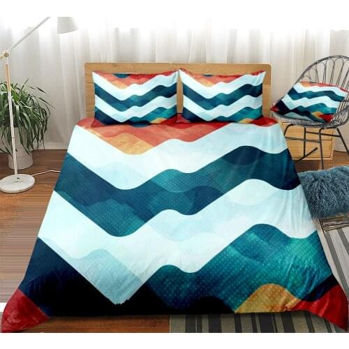 Stripe Bedding Set Blue Wave Bed Linen Blue Striped Duvet Cover Set Water Flows Bedspread Boys Girls Home Textile Kids Bed Set