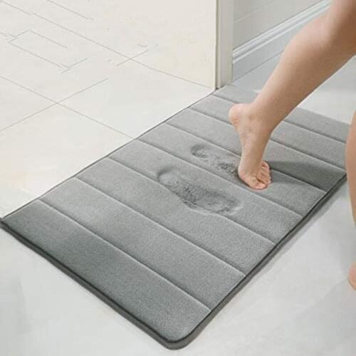 Foam Bath Rug, Anti Slip Water Absorbent Bathroom Mat, Ultra Soft Microfiber Thick Machine Washable for Bathtub Kitchen