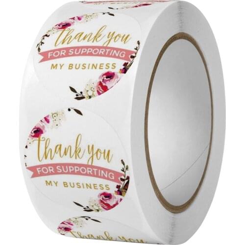 500pcs/roll Thank You Stickers for Supporting My Business Seal Labels Packaging Stickers Birthday Party Offer Stationery Sticker