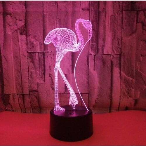 Flamingo 3d Nightlight Colorful Touch Led Vision Lamp Novelty Powerbank Led Night Light Wireless 3d Light Fixtures