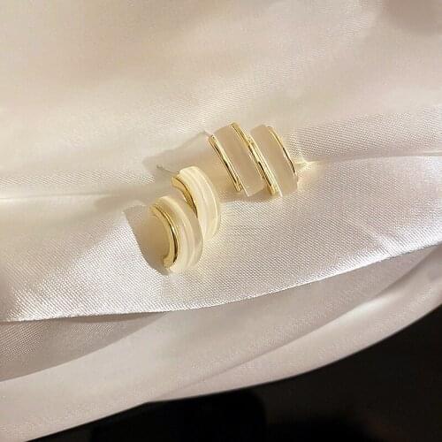 2021 New Fresh Double Geometric Circular Fine Drop Earrings Joker Senior Fashion Rhinestone Lovely Trend Women Earrings Jewelry