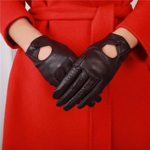 2018 New Driving Lady Must Have Fashion High Quality Imported Sheepskin Full Touch Screen Leather Gloves NW-1813-5