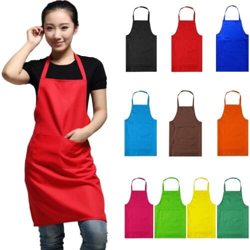 NEW Pure Color Cooking Kitchen Apron For Woman Men Chef Waiter Cafe Shop Hairdresser couples apron Custom Gift Bibs Plain Apron