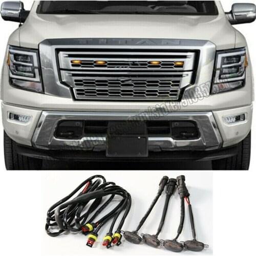 NEW For Nissan Titan 2014-21 Black shell Front Grille LED Amber Light Raptor Trim 4Xcar accessories