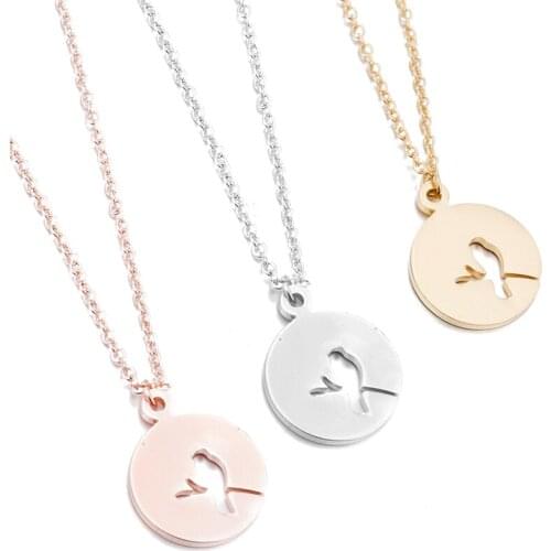Sasusp Stainless Steel Bird standing on a branch Pendant Necklace Gold Chain Necklace Women Chokers Chains Jewelry