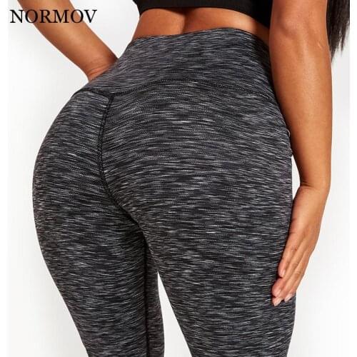 NORMOV High Waist Fitness Push Up Leggings Elastic Casual Sporty Running Jeggings Women Striped Workout Quick Drying Yoga Pants