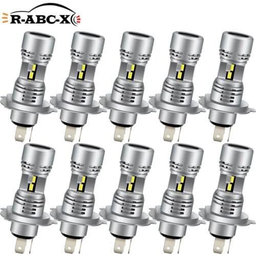 RUIANDSION 10Pcs H4 LED Bulb 9003 HB2 HS1 P43T High Power 21W Car Headlight Moped Motorbike Headlamp 6000K 12V-85V 24V 5530SMD