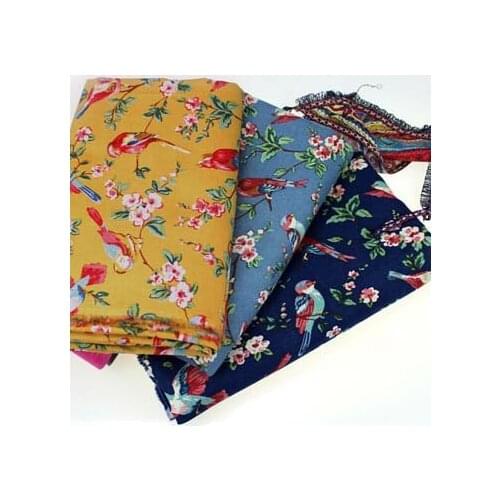 New Cute 3 colors 48x48cm birds printed zakka cotton linen fabric DIY fabric