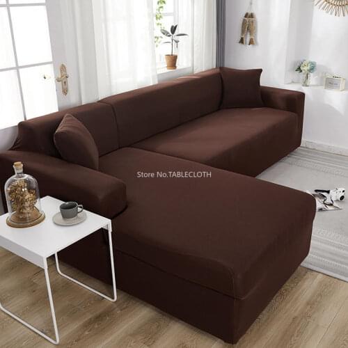 Corner Black Sofa Covers Set Solid Color For Living Room Elastic Spandex Slipcovers Couch Cover Stretch Sofa Towel L Shape Sofa