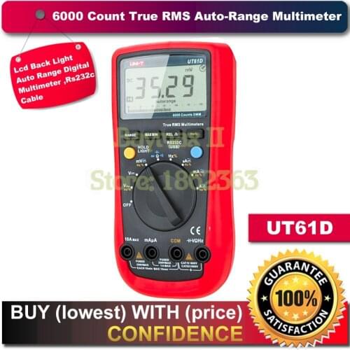 UNI-T UT61D 6000 Counts True RMS Auto Range Multimeter AC/DC Voltage Current, Resistance Capacitance Tester with RS232C Cable