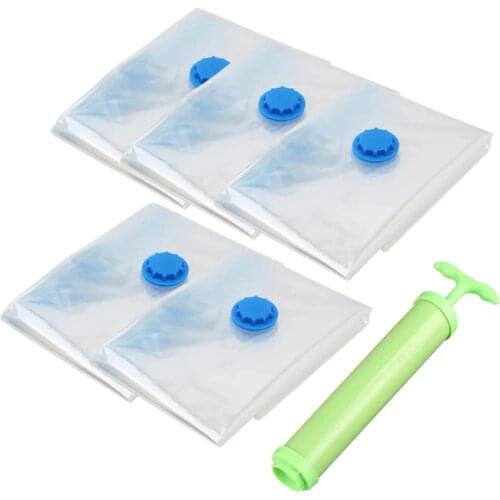 Vacuum Bag for Clothes Storage Bag With Valve Transparent Border Folding Compressed Organizer Travel Space Saving Seal Packet