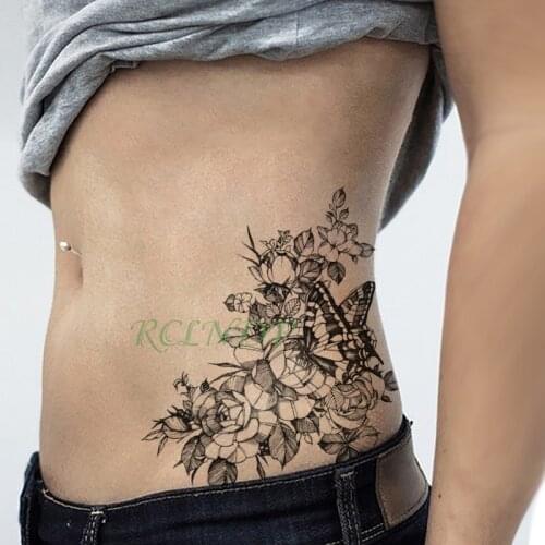 Waterproof Temporary Tattoo Sticker Rose Flower Butterfly fake tatto flash tatoo tatouage big size body art for girl women men