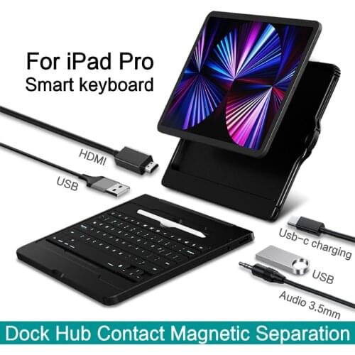Magic Keyboard Case For iPad Pro 11 12.9 2021 2020 Air 4 10.9 Tablet with Protective Cover Pencil Holder 4K HDMI Port USB-C HUB