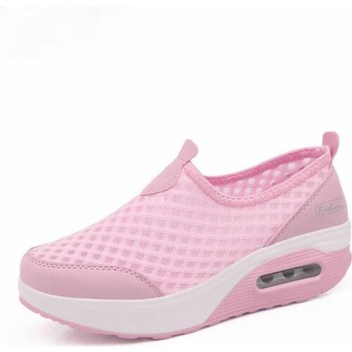 2021 Summer New fashion Casual Women Shoes Air Mesh Woman Flats Shoe Flat Platform Ladies Sneakers Slip On Ladies Wedge Footwear