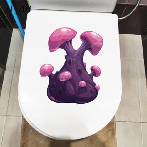 ZTTZDY 19×23.5CM Purple Cartoon Mushroom Childrens Bedroom Wall Stickers WC Toilet Decoration T6-0195