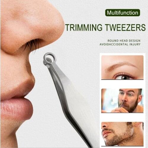 Universal Nose Hair Trimming Tweezers 1/2pcs Stainless Steel Round Head Tweezers Personal Health Care 9.4x1.3cm TK-ing