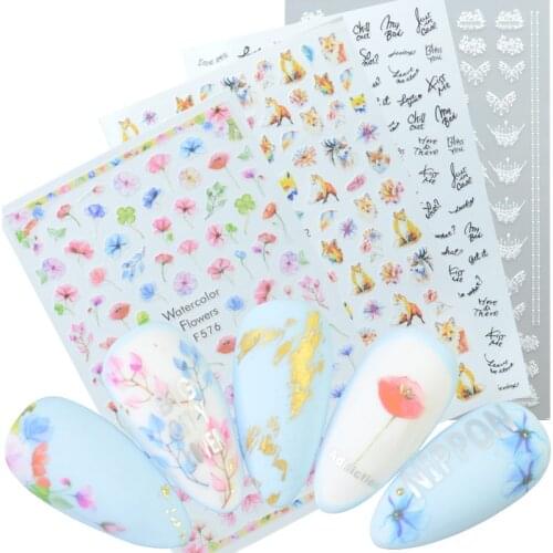 1pcs Stickers For Nails Flowers Mix Patterns Sliders Nail Art Decorations Manicure Self Adhesive DIY Decal