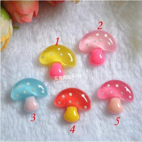 10pcs/lot Flat back Kawaii Resin Pearl little mushroom cabochons for DIY 17*17mm