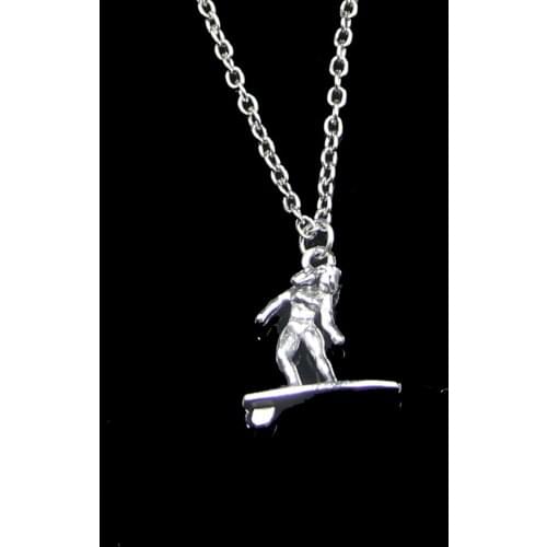 20pcs 21*18mm Lady Female Surfer Surfing Pendant Necklace Link Chain For Female Choker Necklace Creative Jewelry party Gift