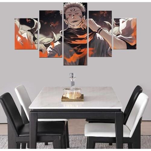 5pcs HD Anime Poster Wall Pictures Sukuna Jujutsu Kaisen Animation Art Canvas Paintings for Bedroom Wall Decor Frame
