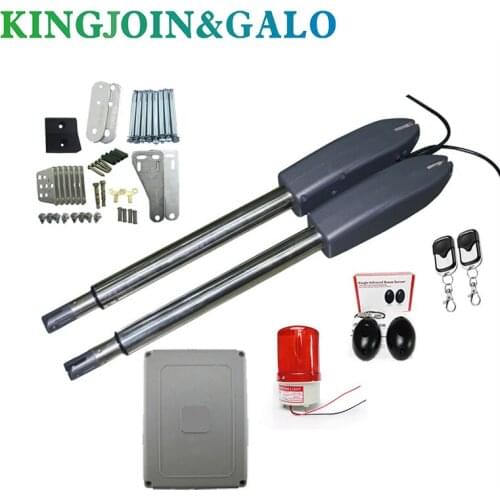 AC/DC 24V 400kg per leaf 2 remote controls electric automatic swing gate motors for steel wooden gate door with lamp photocell