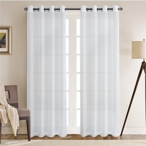 White Sheer Curtain Panels for Bedroom Jinya Home Decor Tulle Window Screen Breathable Jacquard Door Curtain for Kitchen Car