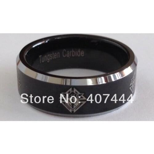Free Shipping USA Canada Russia Brazil New Hot Sales 8mm Beveled Knight of Columbus Mens Fashion Tungsten Carbide Wedding Ring