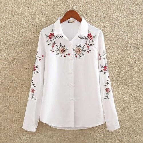 Women Blouses Office Lady 5XL Oversize Plus Size Tops White Long Sleeve Spring And Autumn Embroidery Fashion Shirts DM0052
