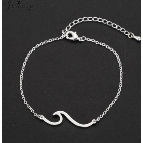 Jisensp Punk Style Ocean Wave Charm Bracelet Stainless Steel Bracelets for Women Fashion Jewelry Gift pulseras mujer moda 2020