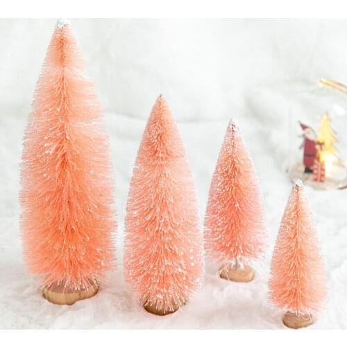 1PC Artificial Small Christmas Tree Snow Frost Bottle Brush Fake Pine Tree Cute Unique Small Flocked