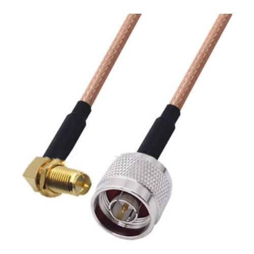 RG400 Cable RP-SMA Female Right Angle to N Male Double Shielded Copper Braid Coax Low Loss Jumper Cable