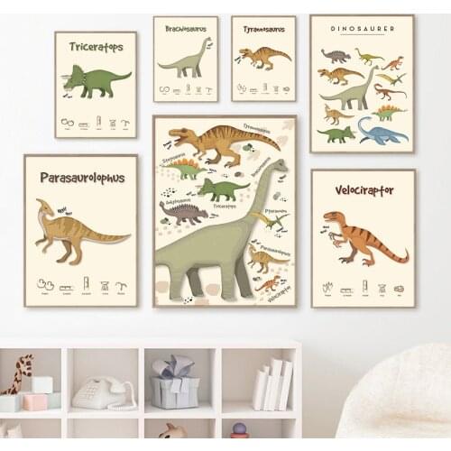 Early Childhood Education Dinosaur Wall Art Canvas Painting Nordic Posters And Prints Wall Pictures Baby Kids Room Nursery Decor
