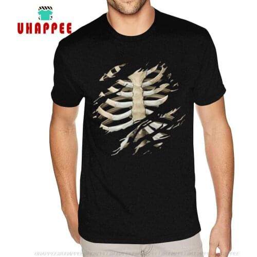 Short Sleeves Round Collar Pre-Cotton Torn Rib Cage TeeShirt Classic Family S T-Shirt