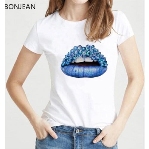 2021 Pride Lgbt t shirt women Gay Love Lesbian sexy blue lips Printed tshirt femme harajuku shirt funny female t-shirt