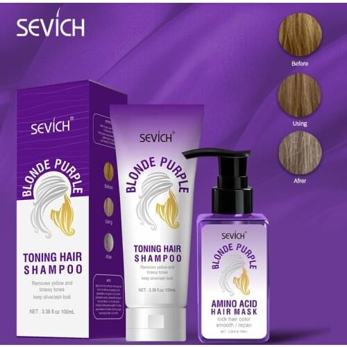 Sevich Amino acid Hair Mask Removes Yellow And Brassy Tones Hair Shampoo Brassy Tones Repairs Frizzy Make Hair Soft Smooth