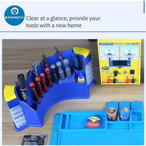 Mechanic Multi-Grid Storage Box Phone Repair Components Keeper For Screwdriver Tweezers Cutters Glue Organizer Repair Tools Case