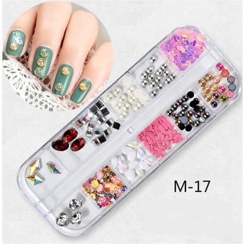 Metallic Pearls Stones Nail Art Decorations Gems Mixed Styles 12 Crystal Nail Stone Rhinestones DIY 3D Nail Art Accessories